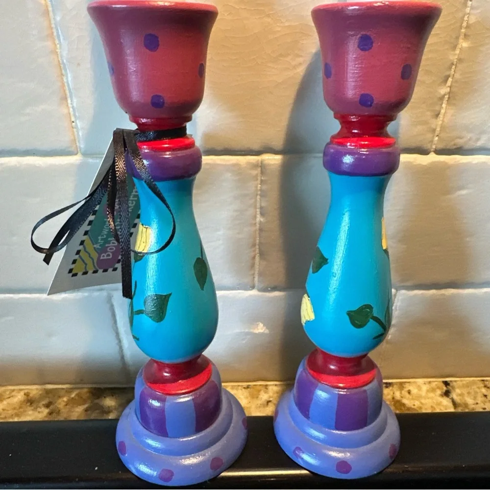 Colorful Hand-Painted Candle Holders